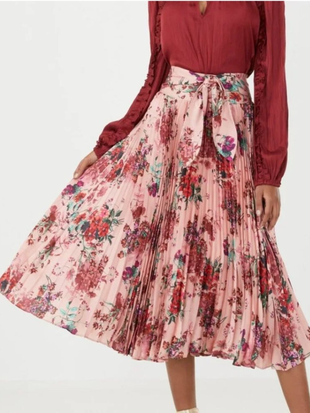 BCBGMaxAzria Floral Pleated Skirt